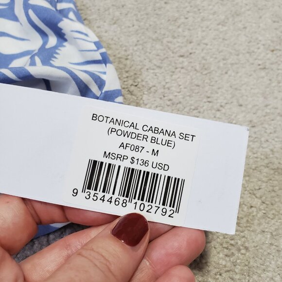 ALLFENIX NWT Botanical Cabana Button Down Front Shirt SS Powder Blue Mens Medium - Picture 7 of 10